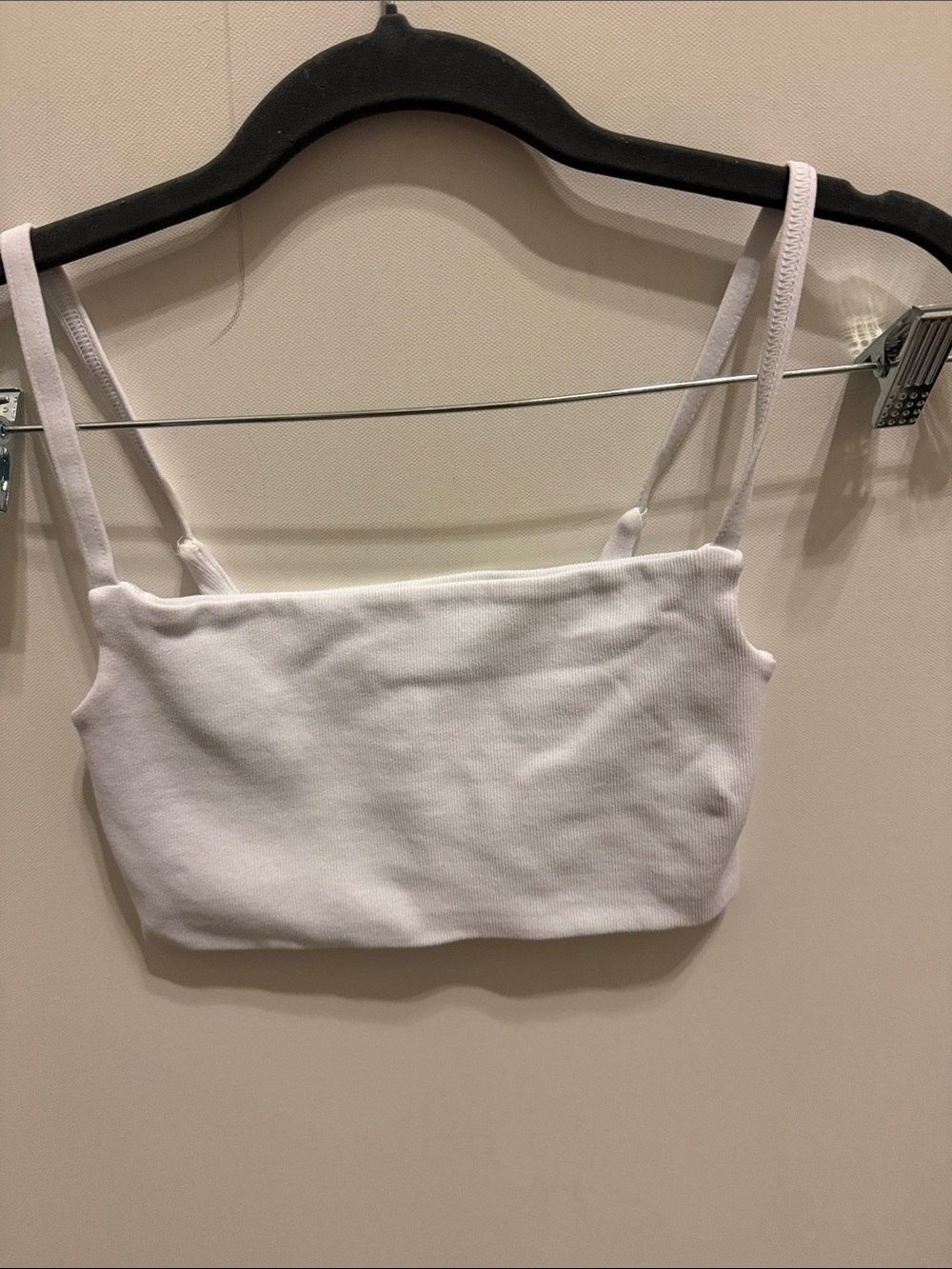 White Ribbed Cropped Cami Top - Women